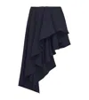 Alexander Mcqueen Wool Asymmetric Midi Skirt In Blue