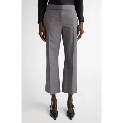 Alexander Mcqueen Mcqueen Wool Flare Pants In Grey Melange