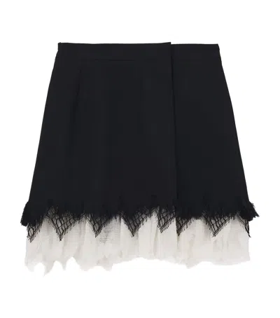 Alexander Mcqueen Wool-lace Mini Skirt In Black
