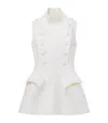 Alexander Mcqueen High-neck Tailored Flared Mini Dress In White