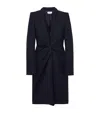 Alexander Mcqueen Wool Twisted Lapel Coat In Blue