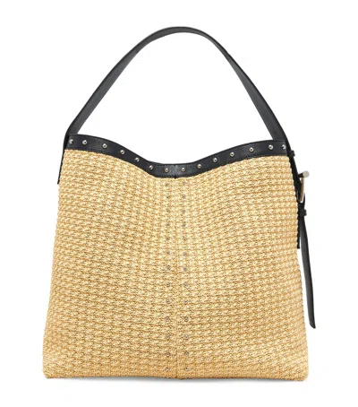 Alexander Mcqueen Woven T-bar Sling Bucket Bag In Nude