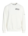 M.c.u Marco Cassese Union M. C.u. Marco Cassese Union Man Sweatshirt Cream Size Xxl Cotton, Polyester, Swarovski Crystal In White