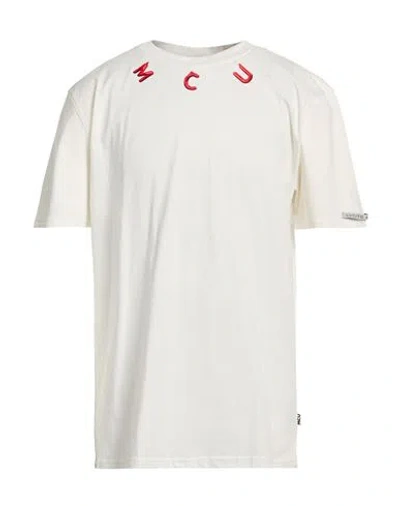 M.c.u Marco Cassese Union M. C.u. Marco Cassese Union Man T-shirt Cream Size Xxl Cotton, Swarovski Crystal In White