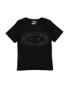 M.c.u Marco Cassese Union Babies' M. C.u. Marco Cassese Union Toddler Girl T-shirt Black Size 6 Cotton, Swarovski Crystal