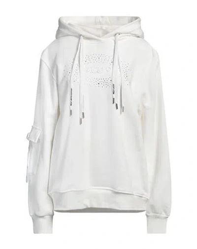 M.c.u Marco Cassese Union M. C.u. Marco Cassese Union Woman Sweatshirt White Size L Cotton, Swarovski Crystal