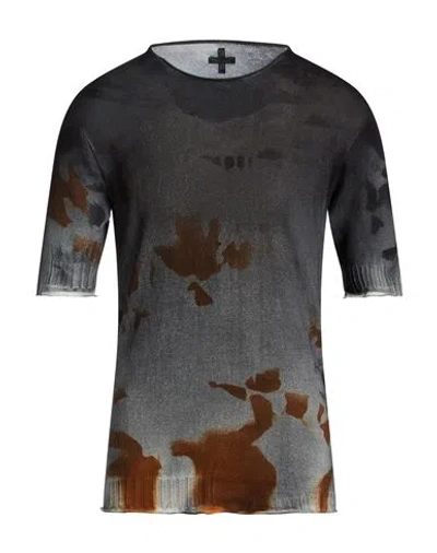 Md 75 Man Sweater Charcoal Size Xl Cotton In Gray