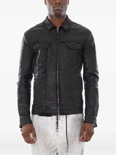 Md75 Cracked-effect Denim Jacket In Multi
