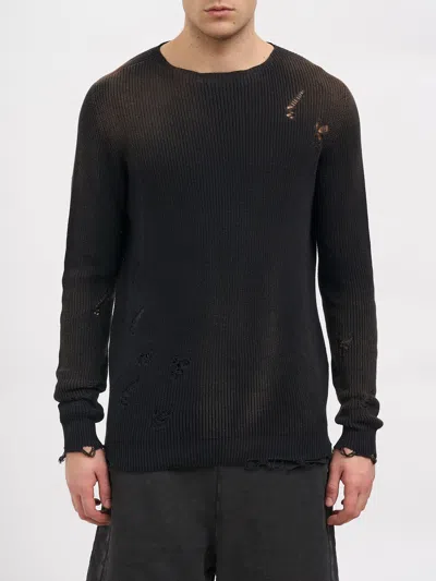 Md75 Crew Neck Cotton Sweater In Black