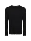 Md75 Wool Basic Crew Neck Sweater In Black