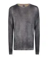 Md75 Regular Crew Neck Sweater With Ribbed Neck In Gray