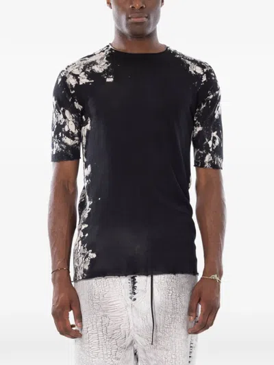Md75 Distressed-effect Short-sleeve Knitted T-shirt In Black