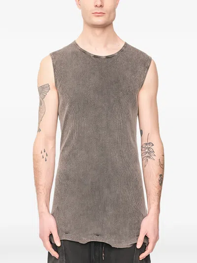 Md75 Knitted Sleeveless T-shirt In Brown