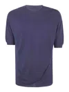 Md75 Light Cotton Boxi Short Sleeves Sweater In Blue