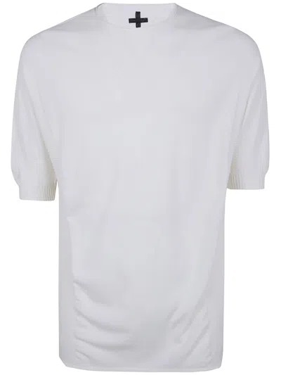 Md75 Light Cotton Boxi Short Sleeves Sweater In White