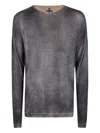 Md75 Regular Crew Neck Sweater With Ribbed Neck In Gray