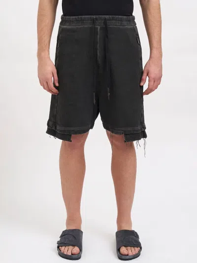 Md75 Raw-edge Drawstring Track Shorts In Black