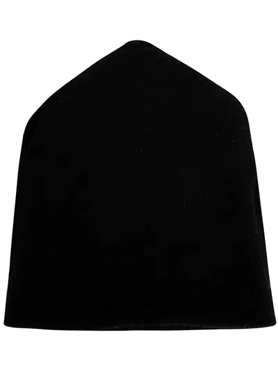 MD75 BEANIE HAT EMBROIDERED CASHMERE,MD10144 BLACK BLUE