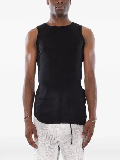 Md75 Ribbed Tank Top In Black