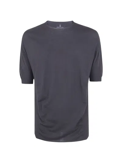Md75 Ribbed-trim T-shirt In Gray