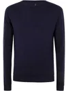 Md75 Wool Basic Crew Neck Sweater In Blue