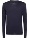 Md75 Classic Round Neck Pullover In Blue