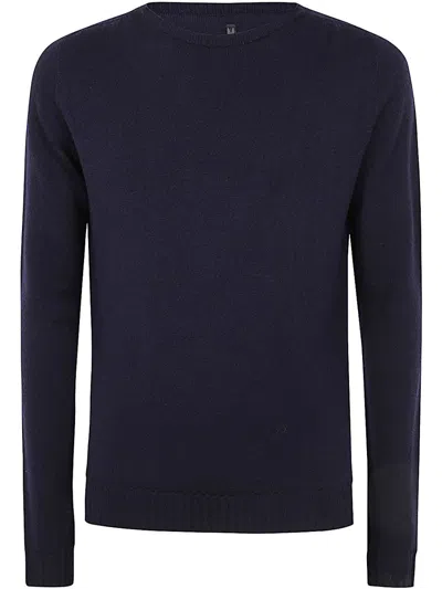 Md75 Wool Basic Crew Neck Jumper In Blue