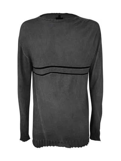 Md75 Striped Round Neck Pullover In Grey