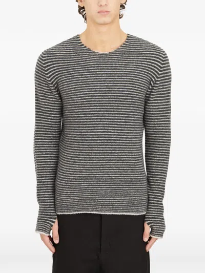 Md75 Striped Wool Sweater In Gray