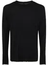 Md75 Wool Basic Crew Neck Sweater In Black