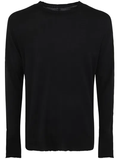 Md75 Wool Basic Crew Neck Sweater In Black