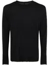Md75 Wool Basic Crew Neck Sweater In Black  