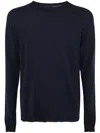 Md75 Wool Basic Crew Neck Sweater In Blue