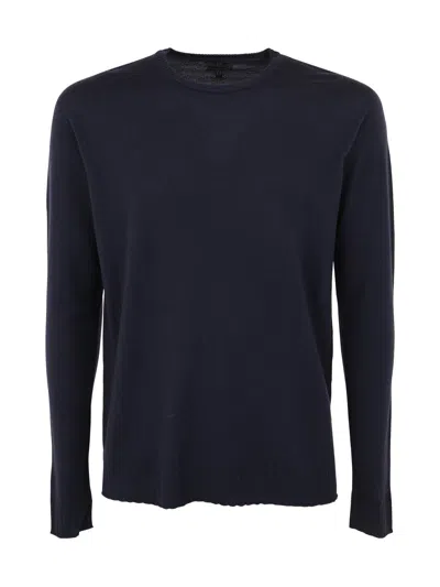 Md75 Wool Round Neck Pullover In Black
