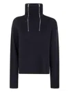Md75 Zip High Neck Sweater In Black