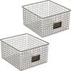 Mdesign Bedroom Closet Storage Organizer Basket With Label Slot, 2 Pack In Bronze