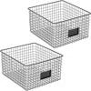 Mdesign Bedroom Closet Storage Organizer Basket With Label Slot, 2 Pack In Matte Black