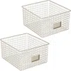 Mdesign Bedroom Closet Storage Organizer Basket With Label Slot, 2 Pack In Satin