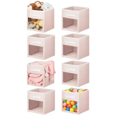 Mdesign Fabric Nursery Storage Cube With Front Window, 8 Pack In Pink