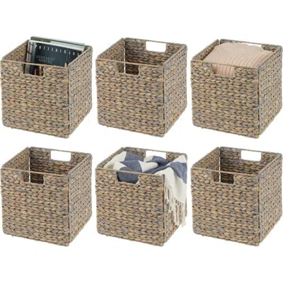 Mdesign Hyacinth Woven Cube Bin Basket Organizer In Brown