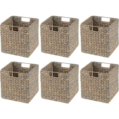Mdesign Hyacinth Woven Cube Bin Basket Organizer In Gray
