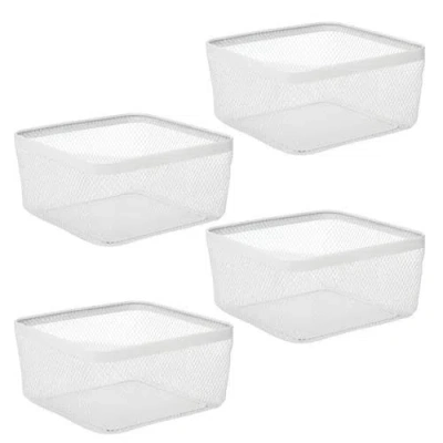 Mdesign Metal Mesh Pantry Basket For Kitchen Storage In White