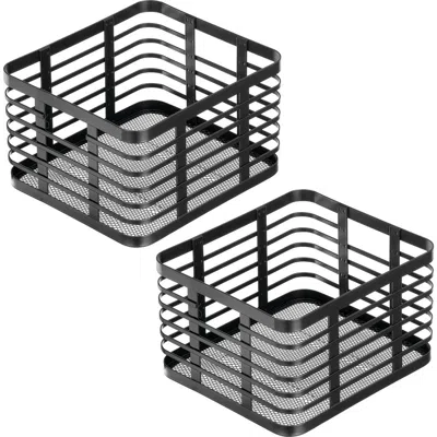 Mdesign Metal Pantry Basket With Handles In Black