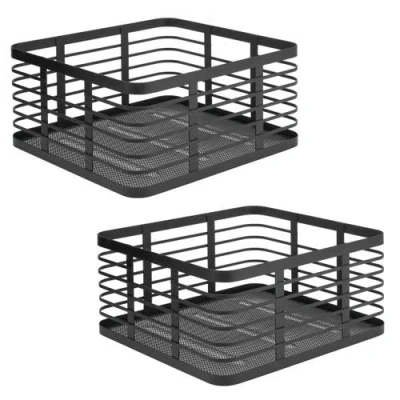 Mdesign Metal Pantry Basket With Handles In Black