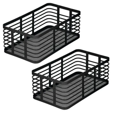 Mdesign Metal Pantry Basket With Handles In Black