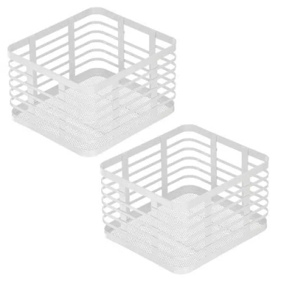 Mdesign Metal Pantry Basket With Handles In White
