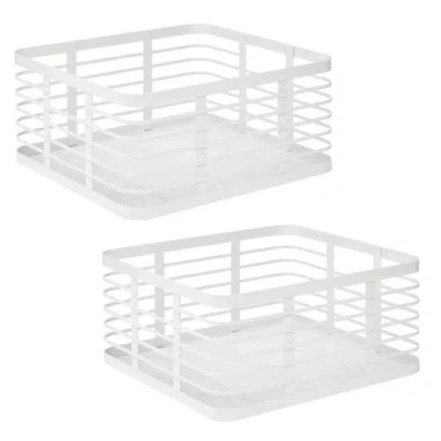 Mdesign Metal Pantry Basket With Handles In White