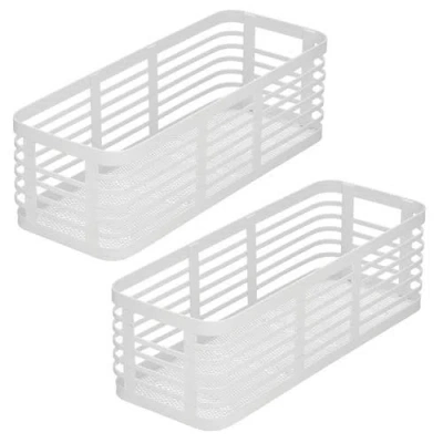 Mdesign Metal Pantry Basket With Handles In White