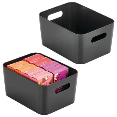 Mdesign Metal Storage Bin With Handles In Black