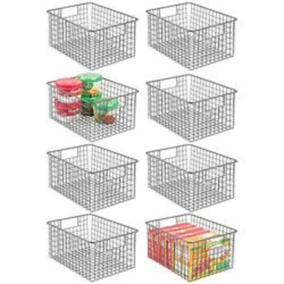Mdesign Metal Wire Food Organizer Basket With Built-in Handles, 12 X 9 X 6